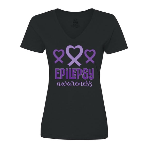 Inktastic Epilepsy Awareness Month Ribbon Women's V-Neck T-Shirt
