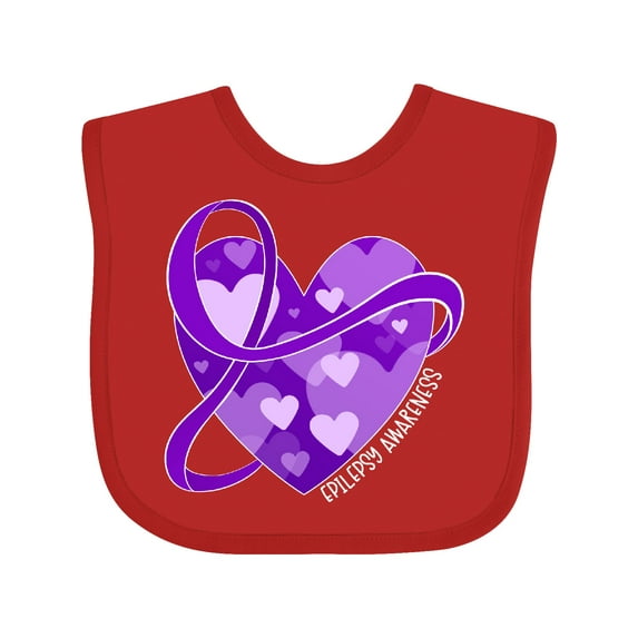 Inktastic Epilepsy Awareness Purple Ribbon Around Heart Boys or Girls Baby Bib