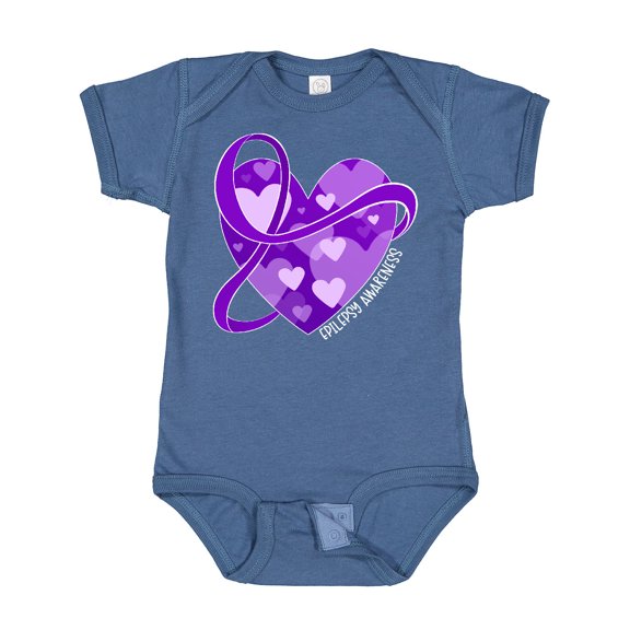 Inktastic Epilepsy Awareness Purple Ribbon Around Heart Boys or Girls Baby Bodysuit