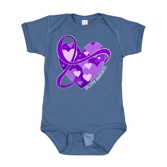 Inktastic Epilepsy Awareness Purple Ribbon Around Heart Boys or Girls Baby Bodysuit