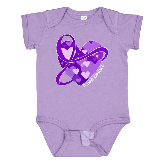 Inktastic Epilepsy Awareness Purple Ribbon Around Heart Boys or Girls Baby Bodysuit