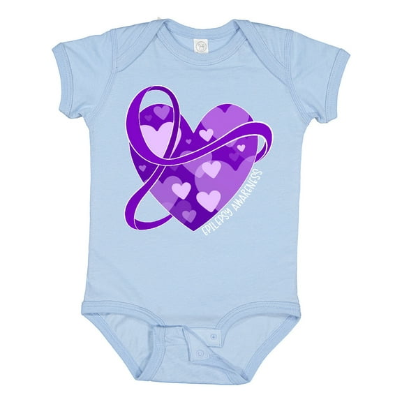 Inktastic Epilepsy Awareness Purple Ribbon Around Heart Boys or Girls Baby Bodysuit