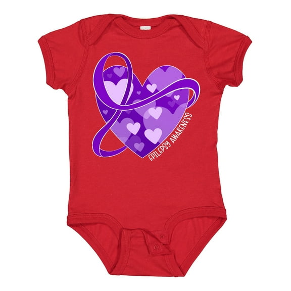 Inktastic Epilepsy Awareness Purple Ribbon Around Heart Boys or Girls Baby Bodysuit