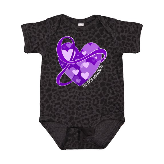 Inktastic Epilepsy Awareness Purple Ribbon Around Heart Boys or Girls Baby Bodysuit