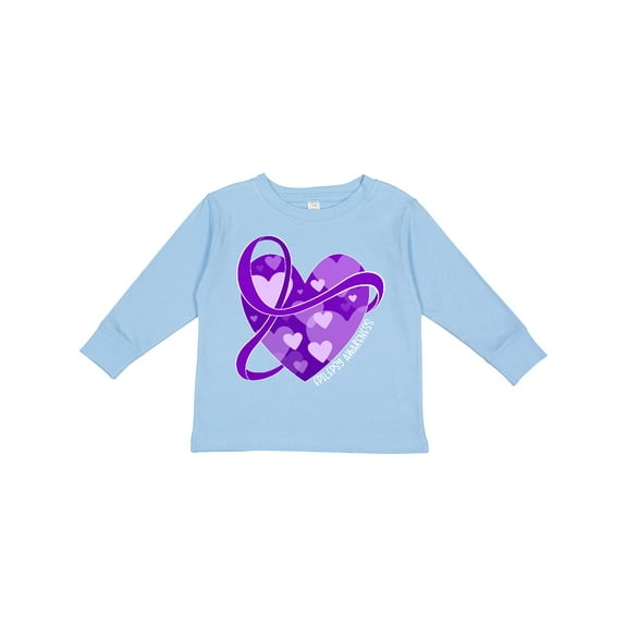 Inktastic Epilepsy Awareness Purple Ribbon Around Heart Boys or Girls Long Sleeve Toddler T-Shirt