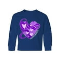 thumbnail image 1 of Inktastic Epilepsy Awareness Purple Ribbon Around Heart Long Sleeve Youth T-Shirt, 1 of 5