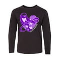 thumbnail image 1 of Inktastic Epilepsy Awareness Purple Ribbon Around Heart Long Sleeve Youth T-Shirt, 1 of 5