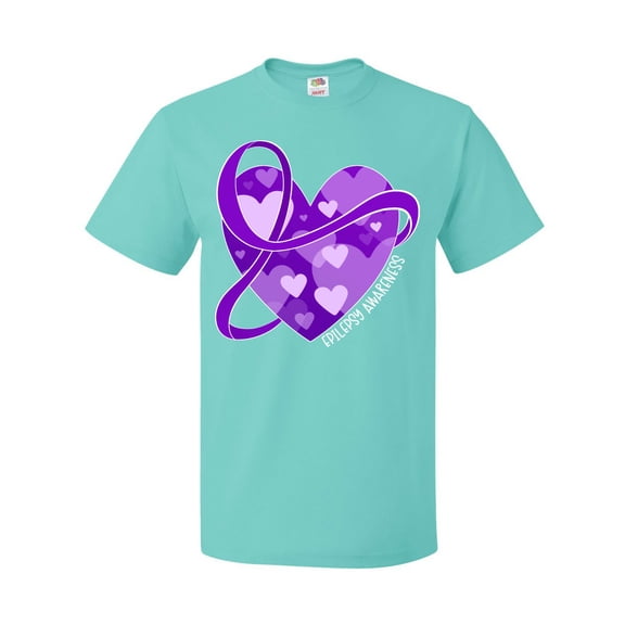 Inktastic Epilepsy Awareness Purple Ribbon Around Heart T-Shirt
