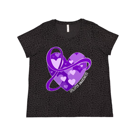 Inktastic Epilepsy Awareness Purple Ribbon Around Heart Women's Plus Size T-Shirt