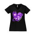 thumbnail image 1 of Inktastic Epilepsy Awareness Purple Ribbon Around Heart Women's Plus Size V-Neck T-Shirt, 1 of 5