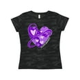 thumbnail image 1 of Inktastic Epilepsy Awareness Purple Ribbon Around Heart Women's T-Shirt, 1 of 5