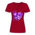 thumbnail image 1 of Inktastic Epilepsy Awareness Purple Ribbon Around Heart Women's V-Neck T-Shirt, 1 of 5