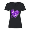 thumbnail image 1 of Inktastic Epilepsy Awareness Purple Ribbon Around Heart Women's V-Neck T-Shirt, 1 of 5