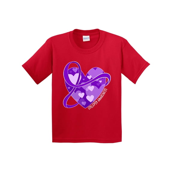 Inktastic Epilepsy Awareness Purple Ribbon Around Heart Youth T-Shirt