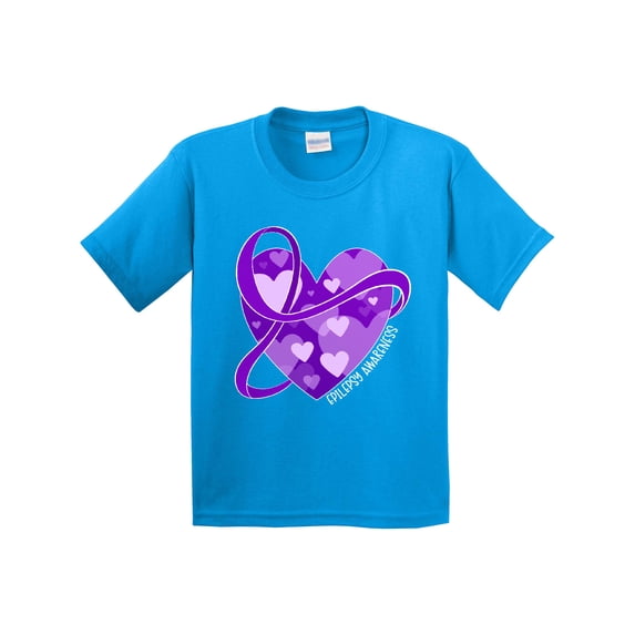 Inktastic Epilepsy Awareness Purple Ribbon Around Heart Youth T-Shirt