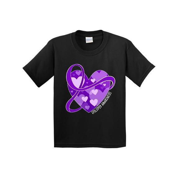 Inktastic Epilepsy Awareness Purple Ribbon Around Heart Youth T-Shirt
