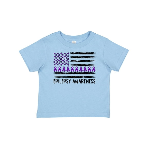 Inktastic Epilepsy Awareness Purple Ribbons and Flag Boys or Girls Baby T-Shirt