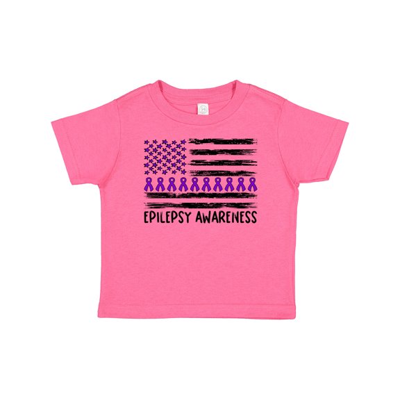 Inktastic Epilepsy Awareness Purple Ribbons and Flag Boys or Girls Baby T-Shirt