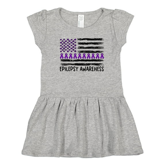 Inktastic Epilepsy Awareness Purple Ribbons and Flag Girls Toddler Dress