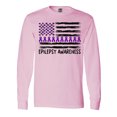 thumbnail image 1 of Inktastic Epilepsy Awareness Purple Ribbons and Flag Long Sleeve T-Shirt, 1 of 5