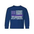thumbnail image 1 of Inktastic Epilepsy Awareness Purple Ribbons and Flag Long Sleeve Youth T-Shirt, 1 of 5