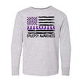 thumbnail image 1 of Inktastic Epilepsy Awareness Purple Ribbons and Flag Long Sleeve Youth T-Shirt, 1 of 5