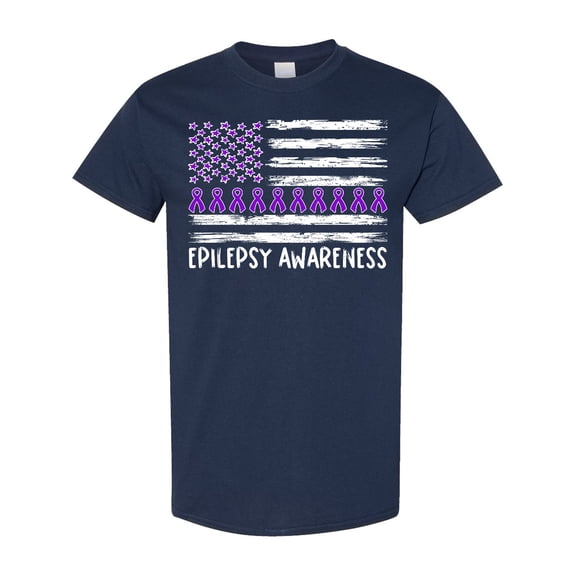 Inktastic Epilepsy Awareness Purple Ribbons and Flag T-Shirt