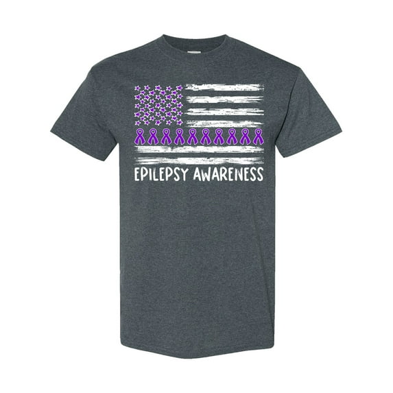 Inktastic Epilepsy Awareness Purple Ribbons and Flag T-Shirt