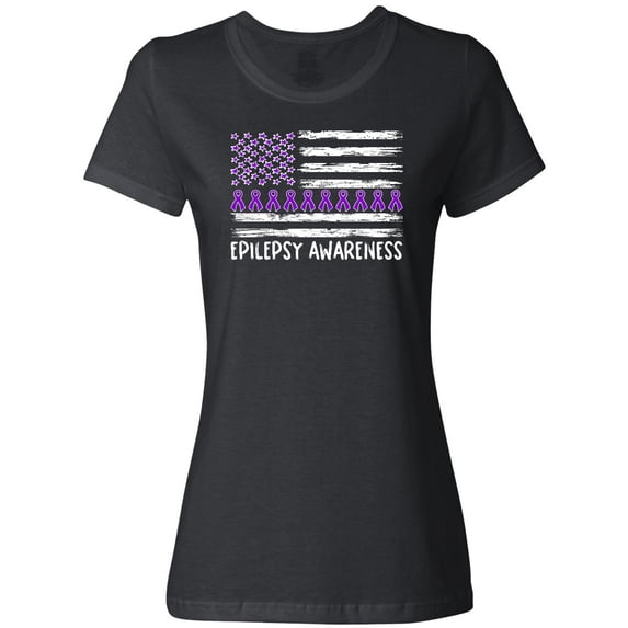 Inktastic Epilepsy Awareness Purple Ribbons and Flag Women's T-Shirt