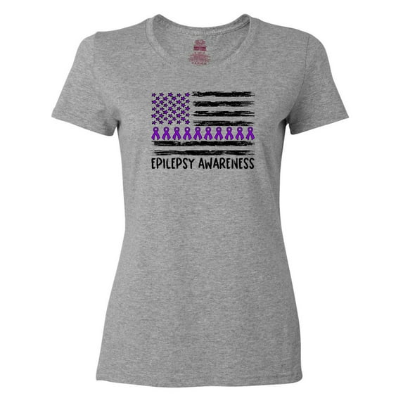 Inktastic Epilepsy Awareness Purple Ribbons and Flag Women's T-Shirt