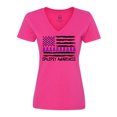 thumbnail image 1 of Inktastic Epilepsy Awareness Purple Ribbons and Flag Women's V-Neck T-Shirt, 1 of 5
