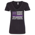 thumbnail image 1 of Inktastic Epilepsy Awareness Purple Ribbons and Flag Women's V-Neck T-Shirt, 1 of 5