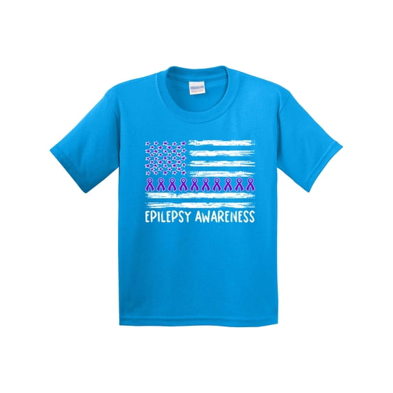 Inktastic Epilepsy Awareness Purple Ribbons and Flag Youth T-Shirt