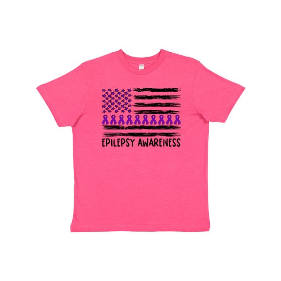 Inktastic Epilepsy Awareness Purple Ribbons and Flag Youth T-Shirt