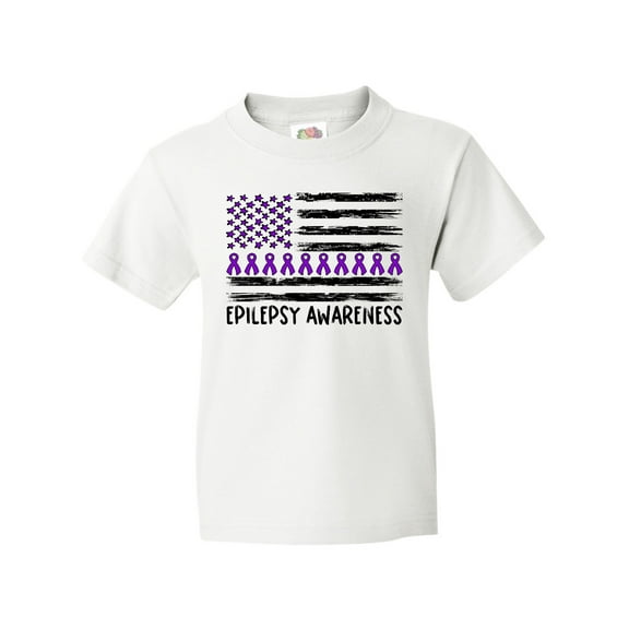 Inktastic Epilepsy Awareness Purple Ribbons and Flag Youth T-Shirt