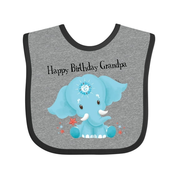 Inktastic Ervin Happy Birthday Grandpa Blue Elephant Cute Boys or Girls Baby Bib