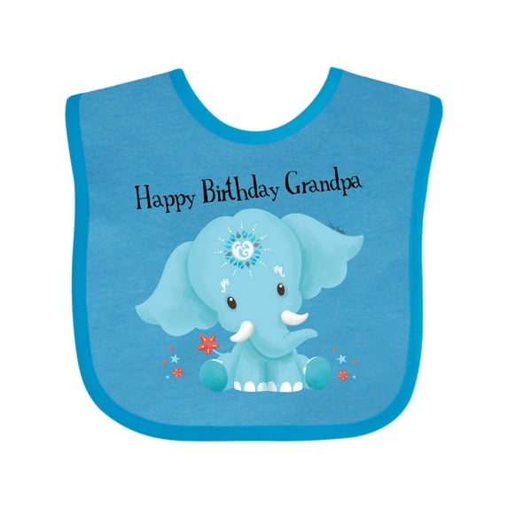 Inktastic Ervin Happy Birthday Grandpa Blue Elephant Cute Boys or Girls Baby Bib