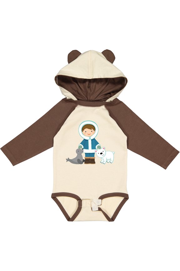 Eskimo Boy Cute Alaska Boys Long Sleeve Baby Bodysuit