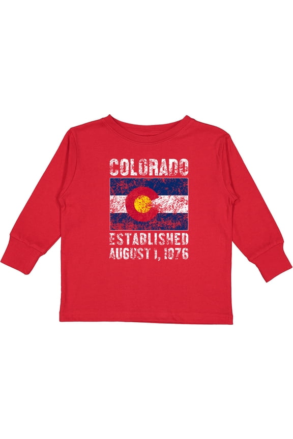 Established August 1, 1876 Colorado Flag Boys or Girls Long Sleeve Toddler T-Shirt