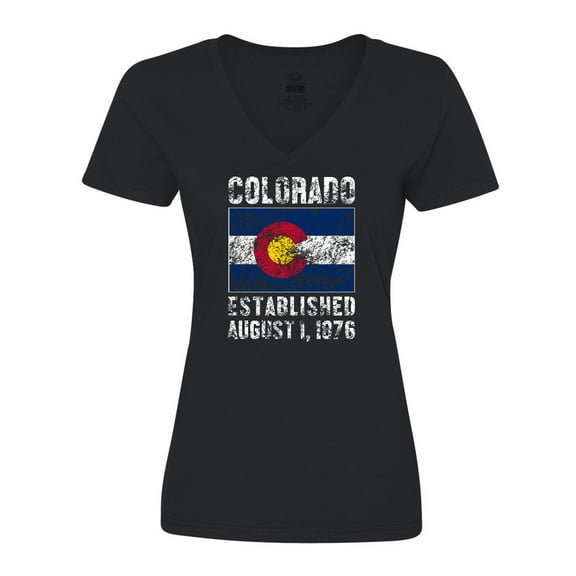 Inktastic Established August 1, 1876 Colorado Flag Women's V-Neck T-Shirt