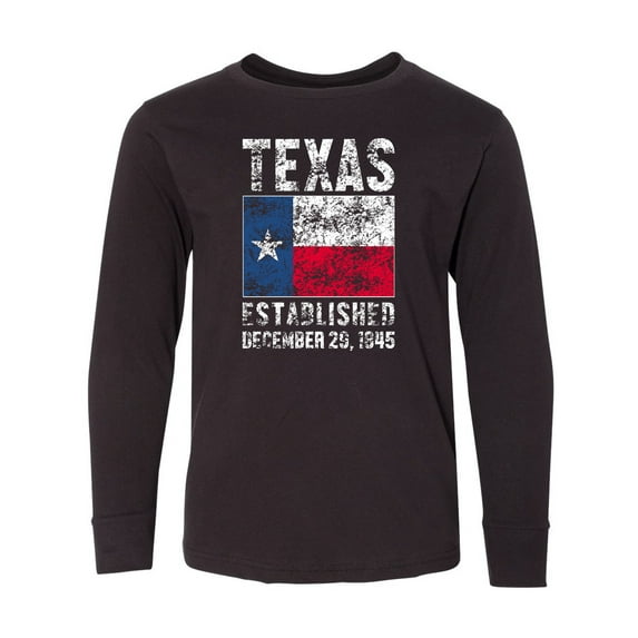 Inktastic Established December 29, 1845 Texas Flag Long Sleeve Youth T-Shirt