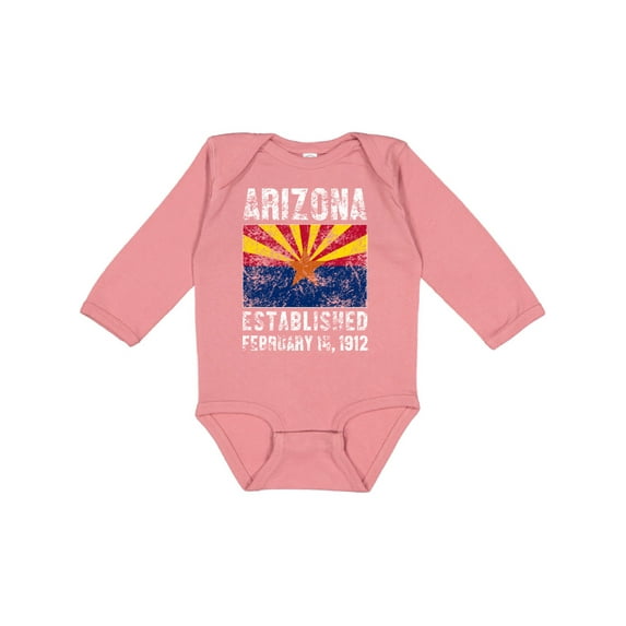 Inktastic Established February 14, 1912 Arizona Flag Boys or Girls Long Sleeve Baby Bodysuit
