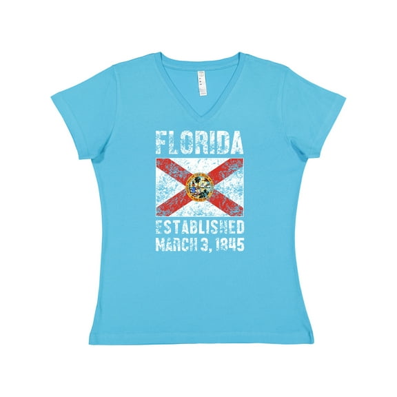 Inktastic Established March 3, 1845 Florida Flag Women's V-Neck T-Shirt