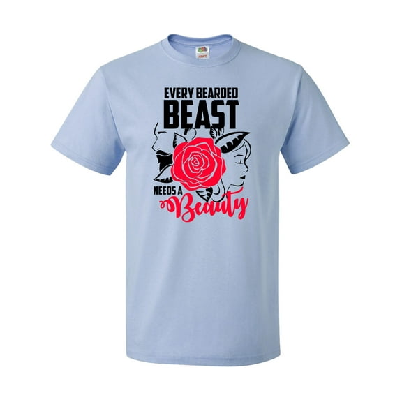 Inktastic Every Bearded Beast Needs a Beauty with Red Rose T-Shirt