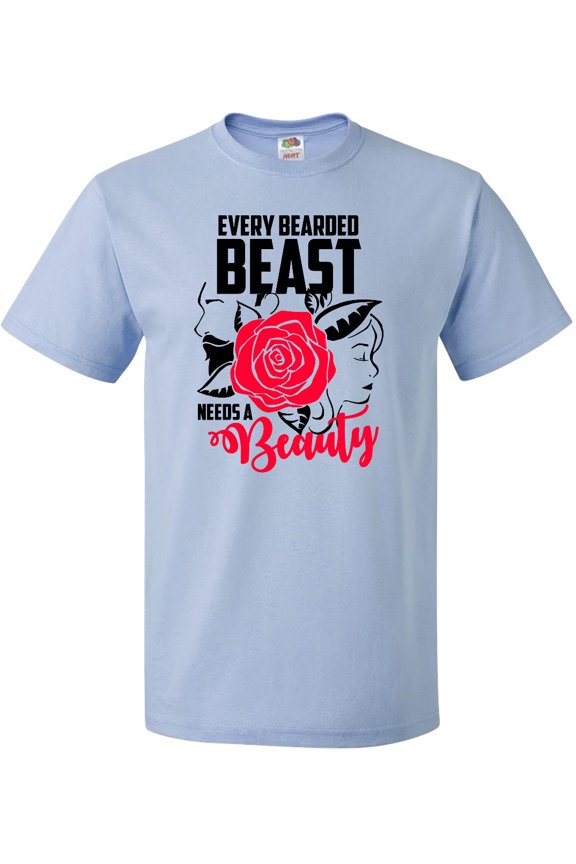 Every Bearded Beast Needs a Beauty with Red Rose T-Shirt