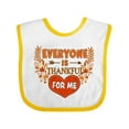 thumbnail image 1 of Inktastic Everyone is Thankful for Me with Heart and Leaves Boys or Girls Baby Bib, 1 of 4