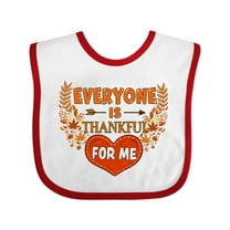 Inktastic Everyone is Thankful for Me with Heart and Leaves Boys or Girls Baby Bib