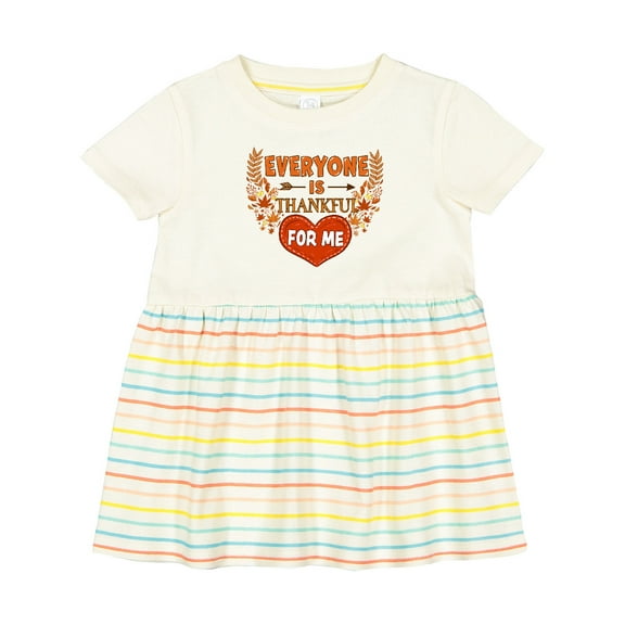 Inktastic Everyone is Thankful for Me with Heart and Leaves Girls Baby Dress