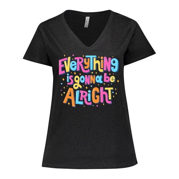 Inktastic Everything is Gonna be Alright Inspirational Quote Women's Plus Size V-Neck T-Shirt