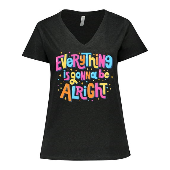 Inktastic Everything is Gonna be Alright Inspirational Quote Women's Plus Size V-Neck T-Shirt